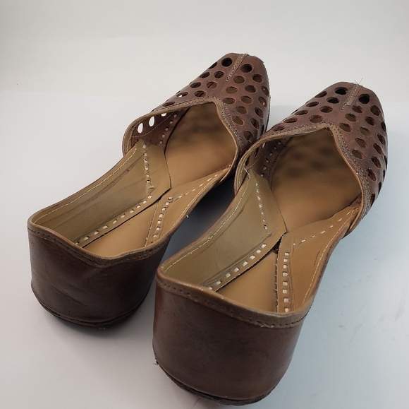 Hand Crafted Brown and Tan Loafers with Perforated Design - Picture 11 of 15